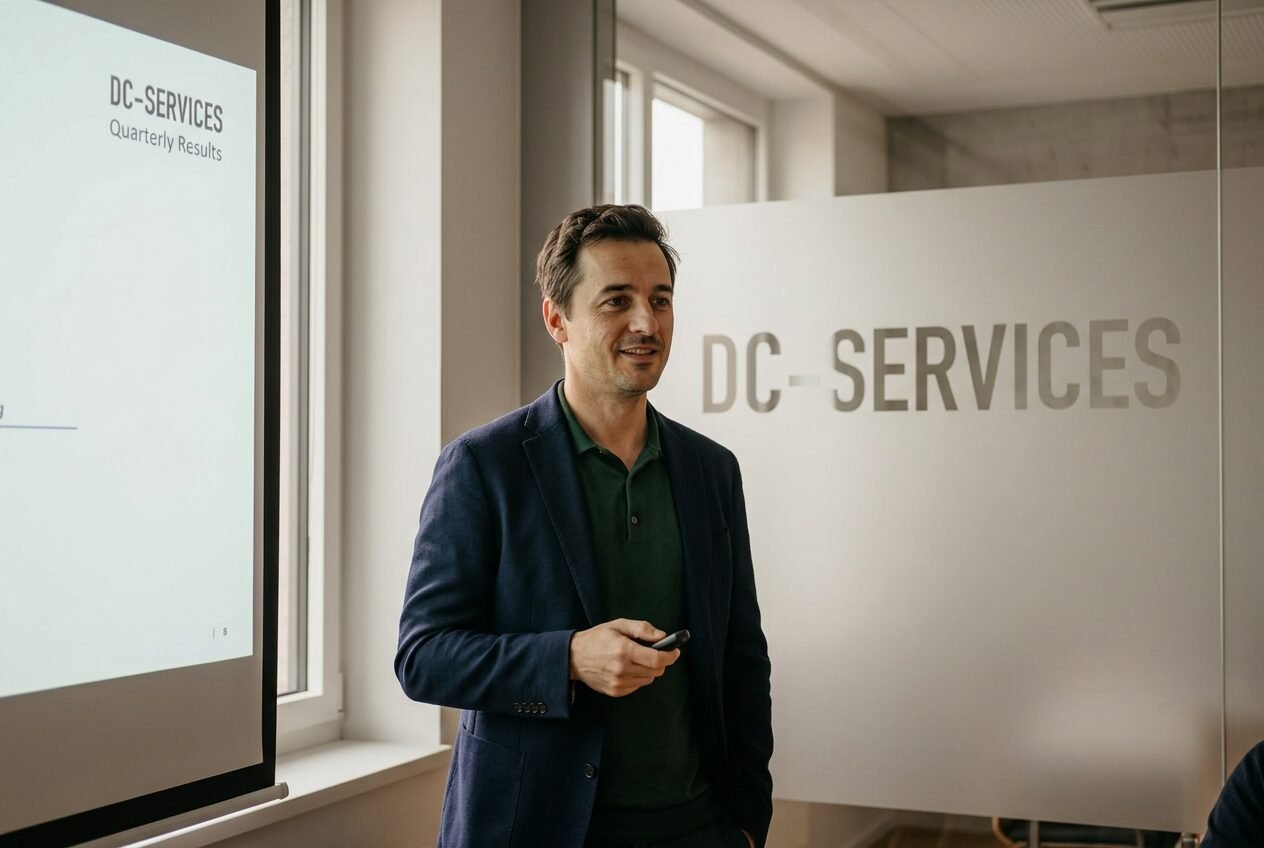 Presenting quarterly results in a meeting