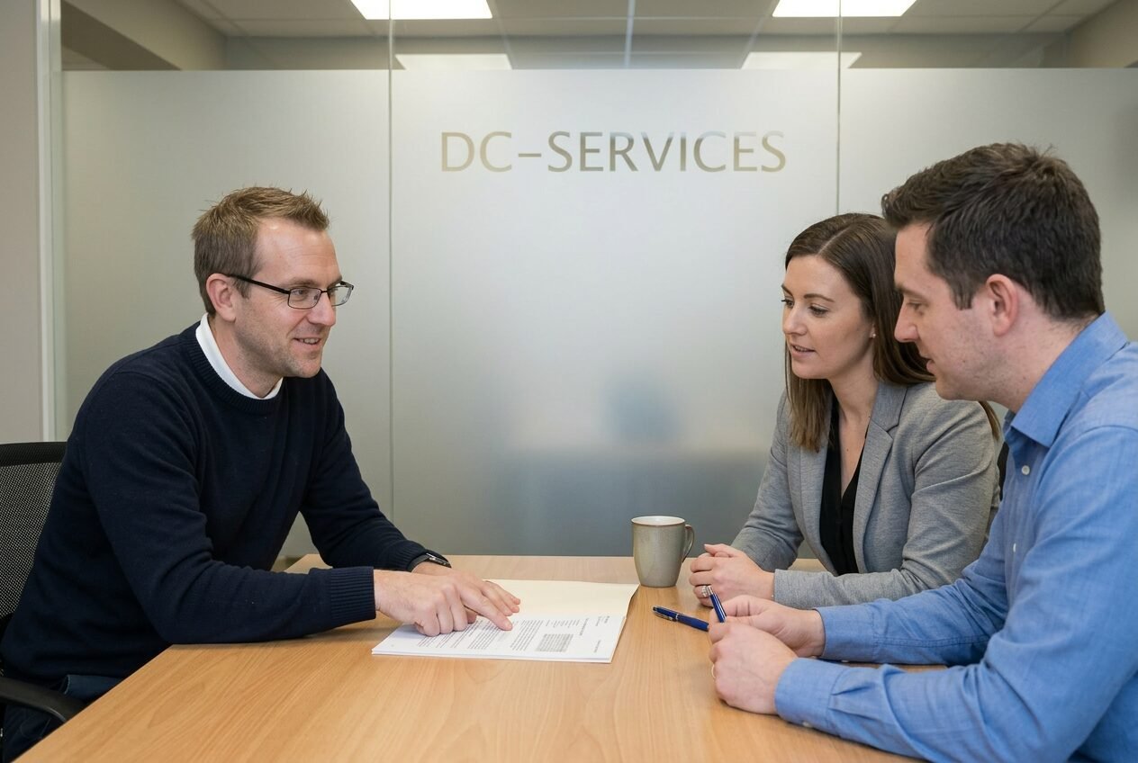 In discussion during a meeting-room review