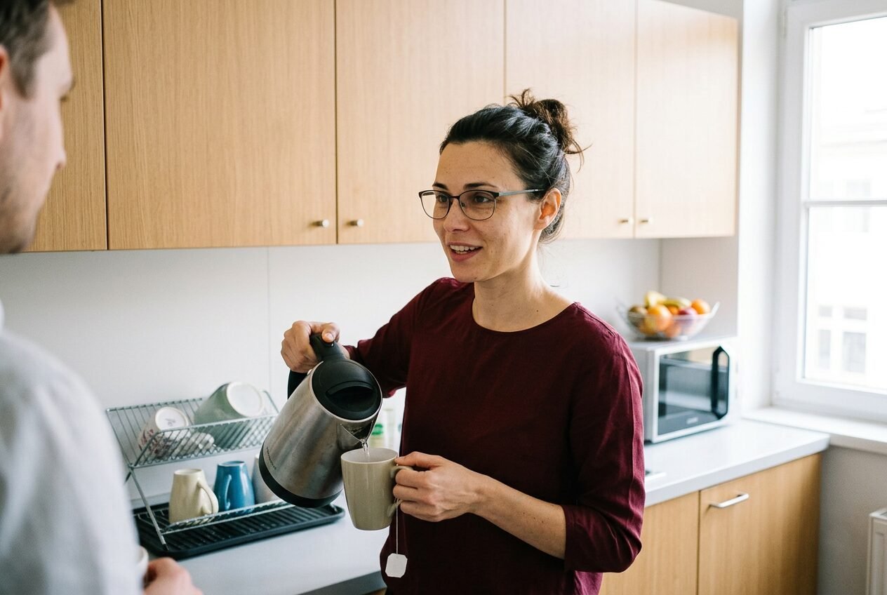 Making tea during a short office break