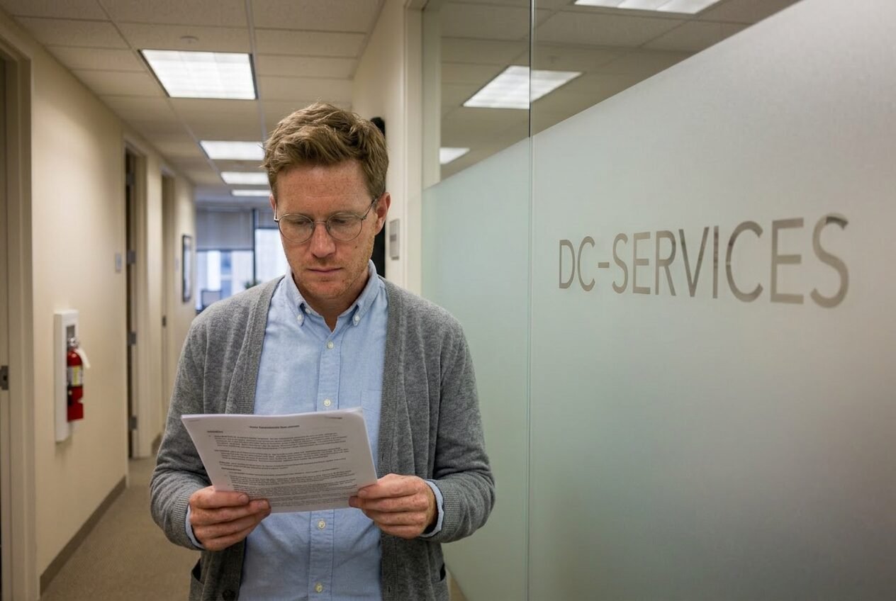Reading a file in the corridor before the next meeting