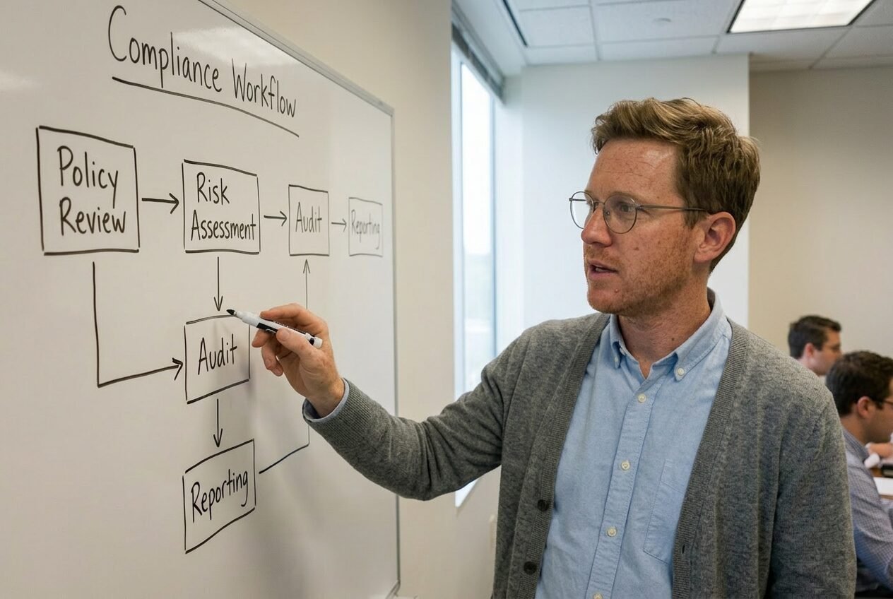 Mapping a compliance workflow on the whiteboard